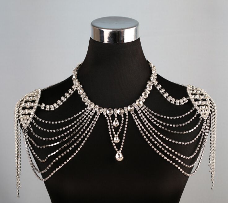 Bridal Jewelry Rhinestone Shoulder Chain Tassel Diamond Necklace Bridal