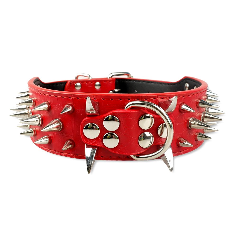 2017 Pink Mixed Sizes Spiked Leather Dog Collars Pitbull Mastiff