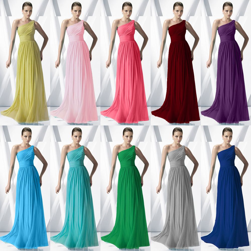 New Cheap One Shoulder Long Bridesmaid Dresses A Line Floor Length