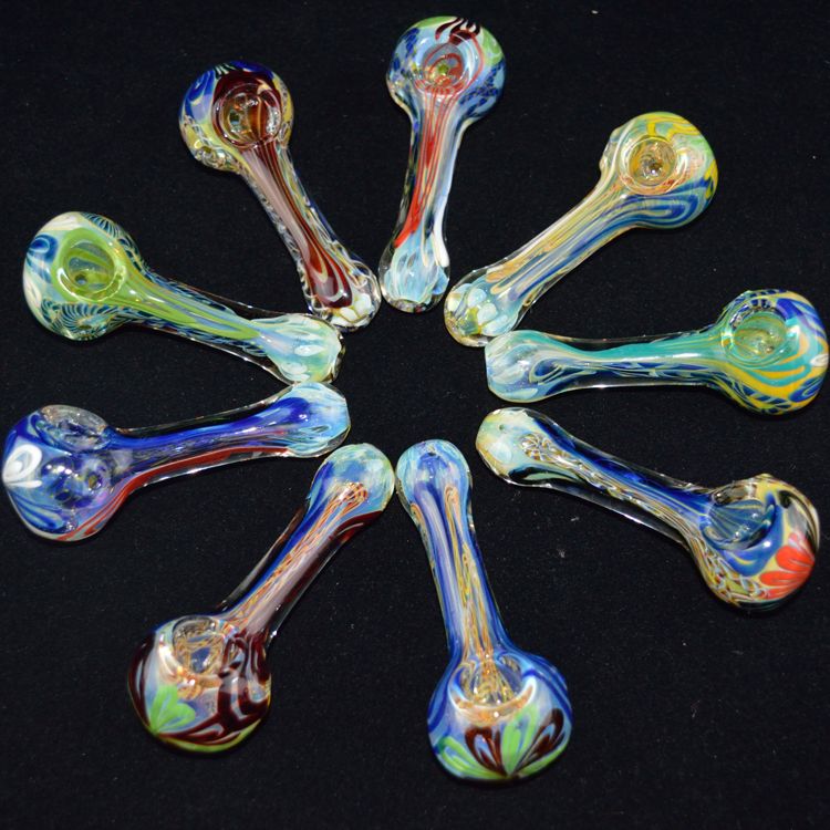 Glass Smoking Pipe Hand Blown Recycler Swirl Glass Bowl Hand Pipes