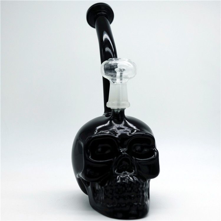 Authentic Skull Hookah Recycler Oil Rig Bong Black Skeleton with One Bowl And Dome Joint 14.5mm