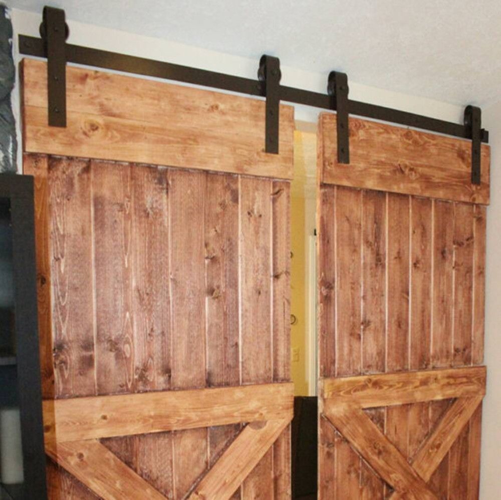 2017 10ft New Double Wood Sliding Barn Door Hardware Rustic Black Track