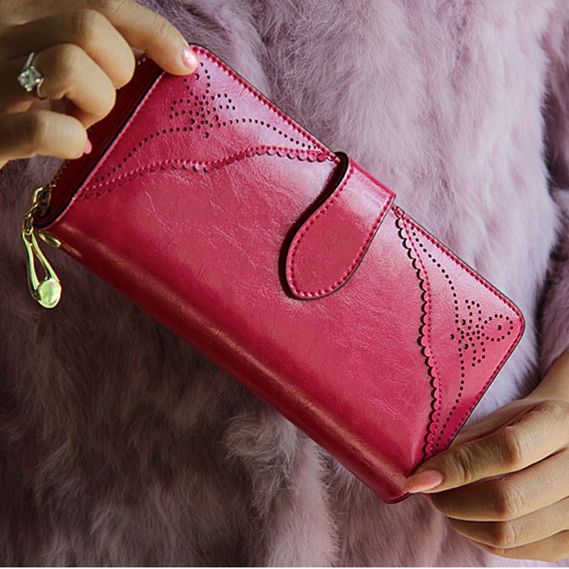 Royal Style Wallet For Women Purse Genuine Leather Women Wallets Large Zipper Long Wallet Women ...