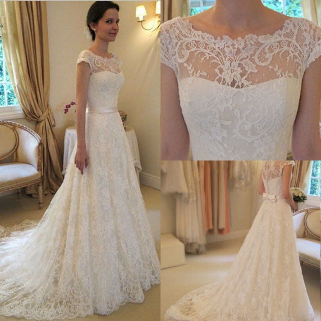 Discount 2016 Cheap Lace Wedding Dresses Vintage A Line Wedding Dresses