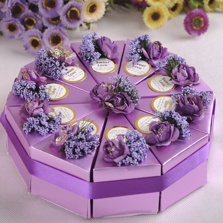 2015 New Romantic Multicolor Candy Boxes Cake Shape Multicolor Flower