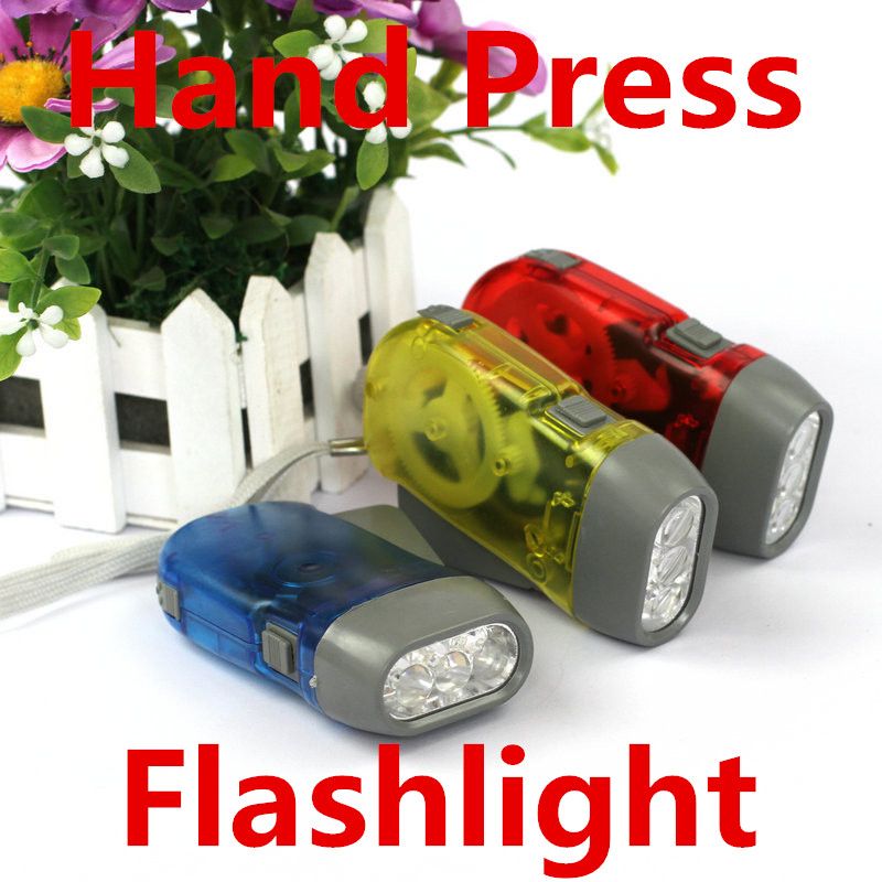 Emergency Flashlight Hand Press Flashlights Mini Torch No Battery 3 Led Manual Hiking Camping