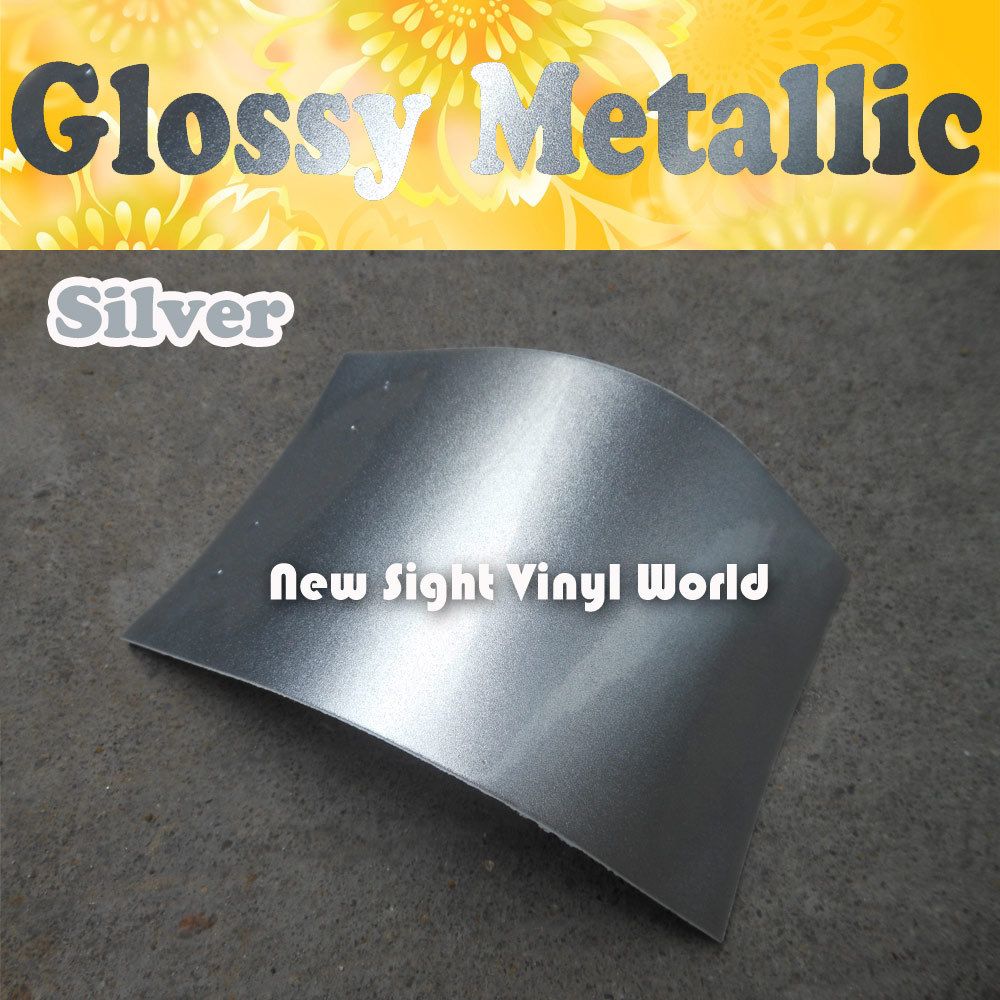 High Quality Glossy Metallic Silver Vinyl Wrap Silver Gloss Metallic