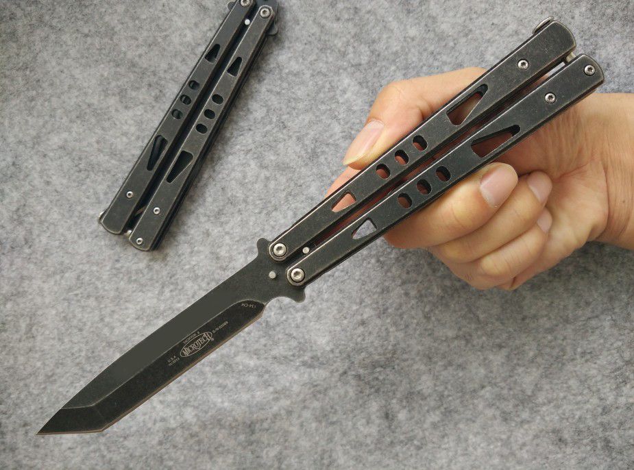 Microtech Tachyon Ii Tanto Balisong Butterfly Knives 3cr13m Steel Plain Stonewash Edc Pocket