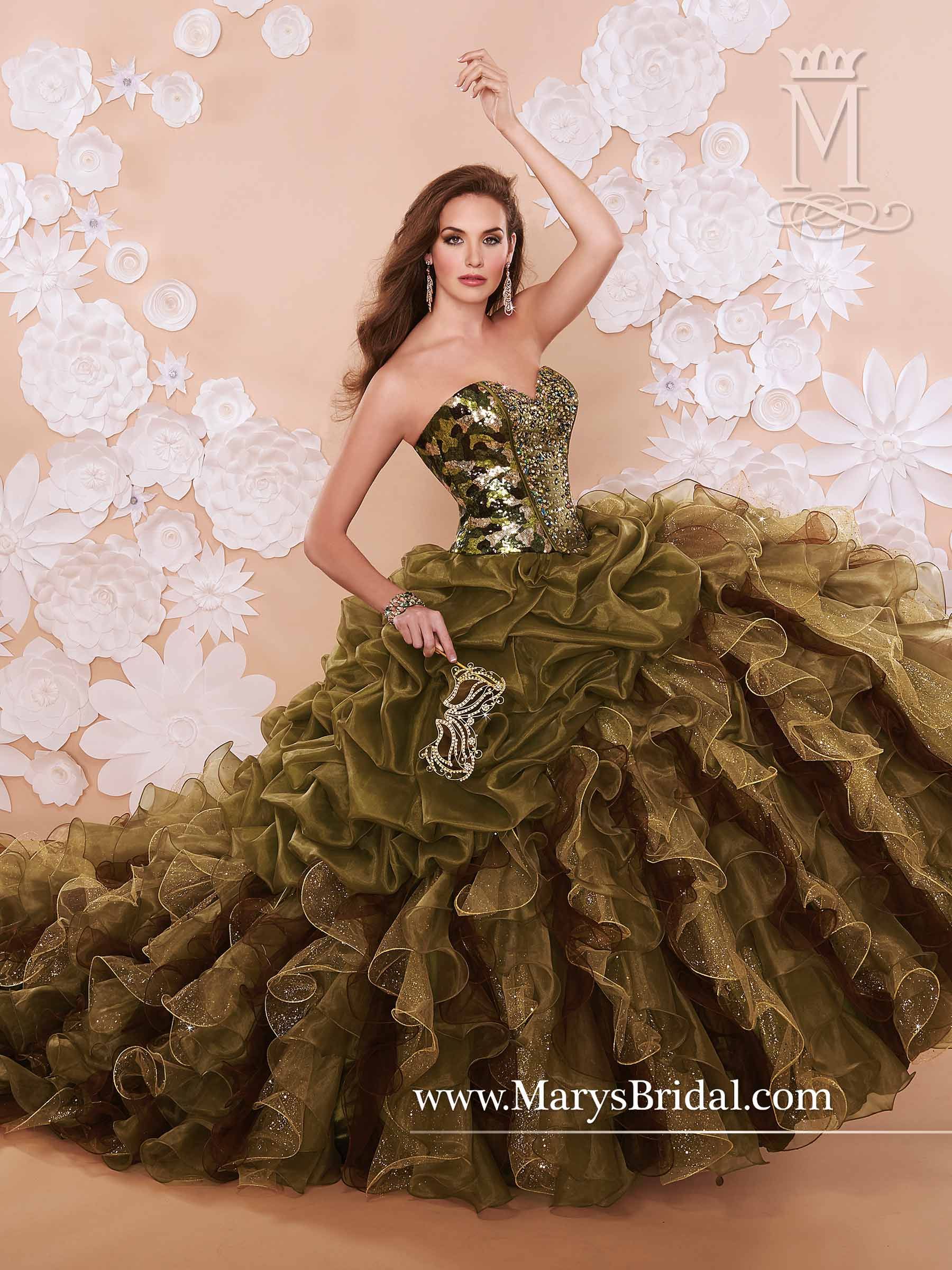 Mary'S Camo Quinceanera Dresses 2015 Sweetheart Neckline Sequins