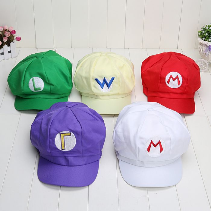 Best Mario Hats 5 Colour Super Mario Bros Hat Luigi Cap Anime Cosplay ...