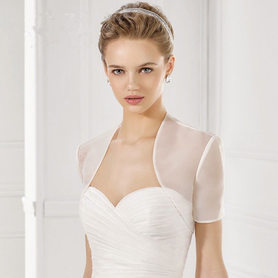 2017 White Wedding Coat Elegant Wedding Boleros Jacket Short Sleeve