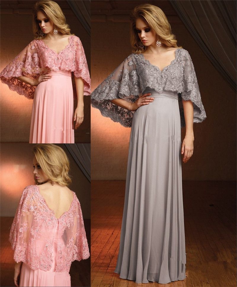 Grey Mother Of The Bride/Groom Dresses 2015 A Line V Neck Vintage Lace