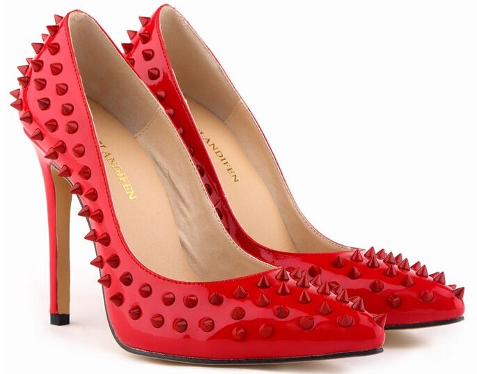 red designer pumps