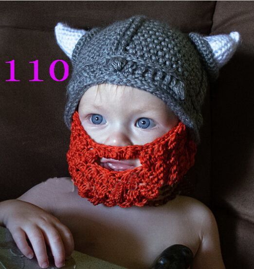 Handmade Crochet Knitted Hat Newborn Cartoon Vikings Horn ...