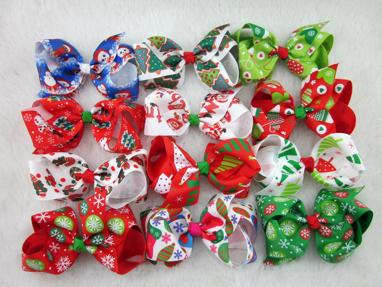 4inch New Christmas Ribbon Hair Bows for Christmas Party Decoration