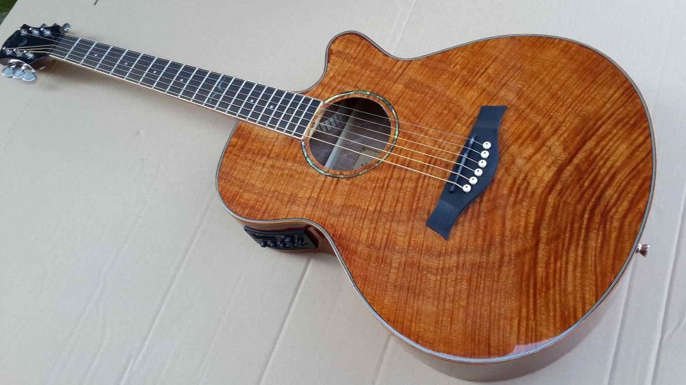 Wholesale Okoume Flame Maple Wood Acoustic Electric Guitar 2015 New