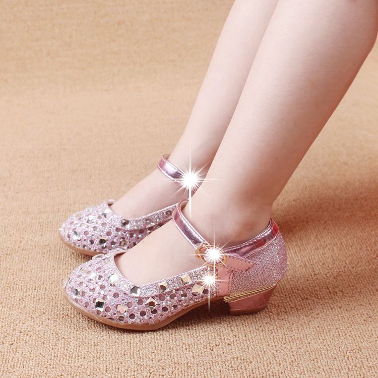 Lovely Princess Shiny Beaded Buckle Strap Girl Kid Shoes Summer