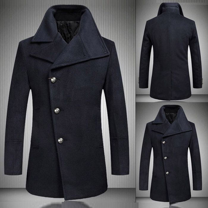 2017 Oblique Collar Men Wool Coats 2015 New Arrival Classic Fashion