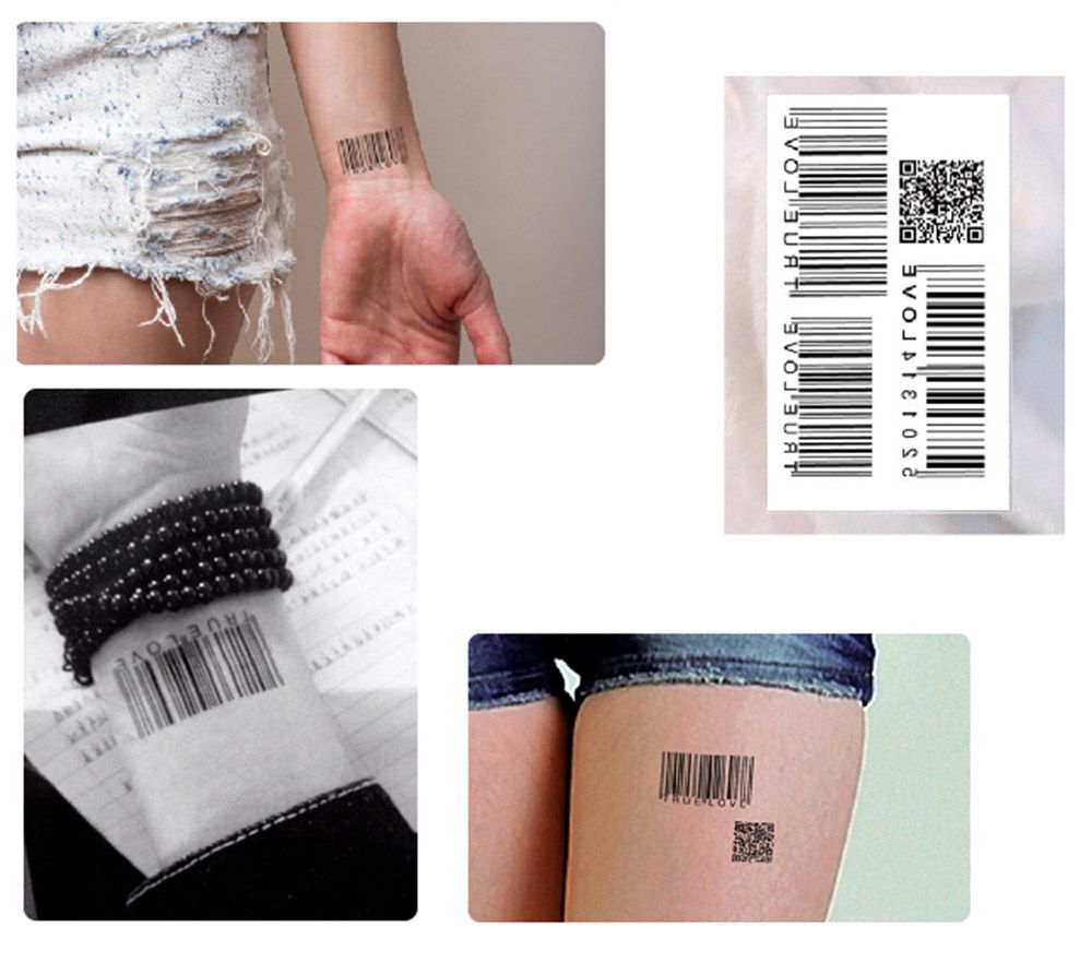 Fashion Tattoo Sticker Qr Codes Pattern Waterproof Temporary Tattooing