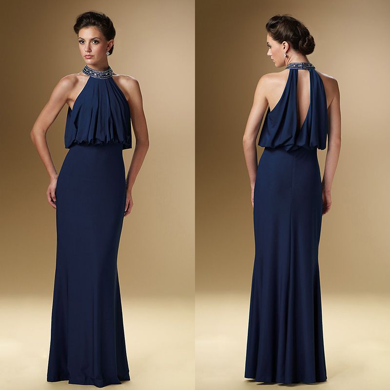 mother of the bride halter neck dress