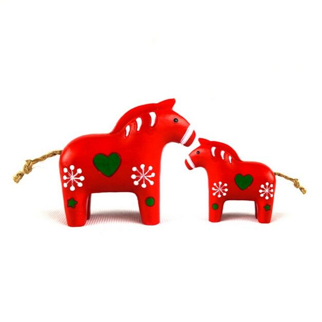 Resin Swedish Dala Horse Figurine Gift Polyresin Red And White Color