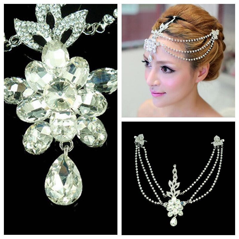 Beading Crystal Beaded Frontlet Forehead Ornament Rhinestone For Bride