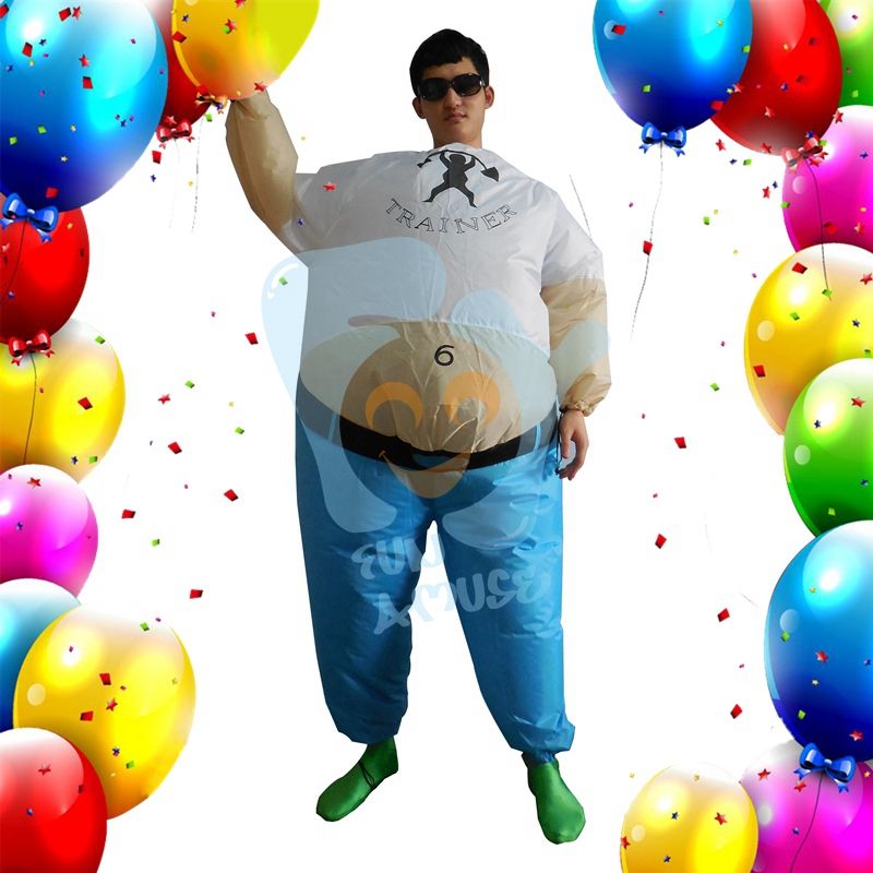 Adult Unisex Inflatable Costumes Weight Lifter Fat Clothings Carnival