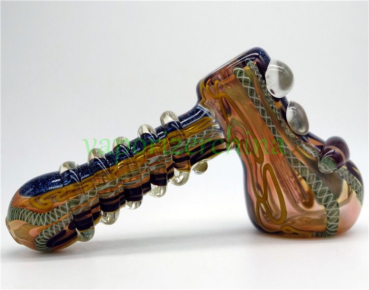 2017 New 3d Colored Thor Hammer Glass Water Pipes Bubbler Hand Pipe For