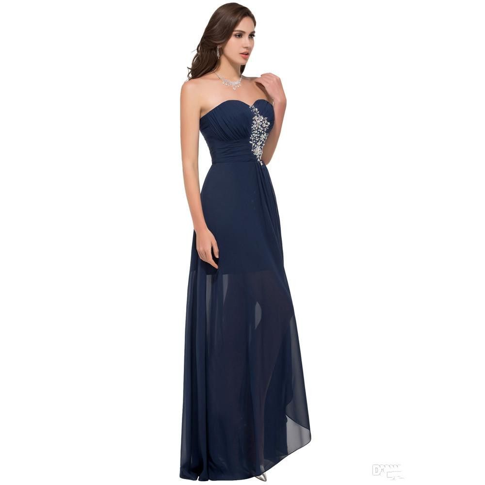 2016 Cheap Navy Blue Plus Size Special Occasion Dress Chiffon Strapless