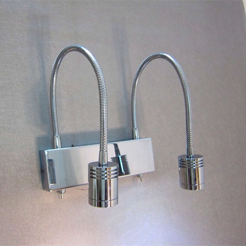 LED Light Flexible Gooseneck Wall Lamps Dual 3Watt LEDs Working Independently Position as Needs ...