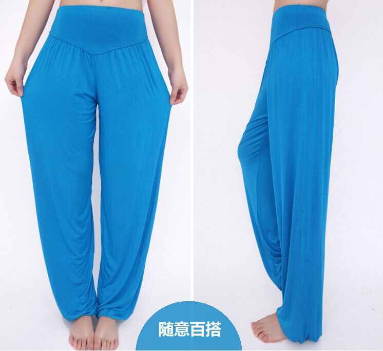 Taille haute stretch femmes Sarouel Sport Yoga Pants Pantalon évasé Dance Club Boho jambe large loose