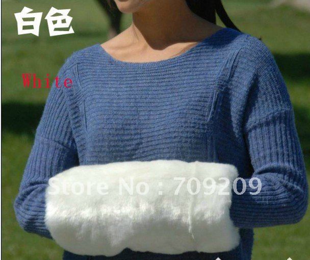 Online Cheap Wholesale White Faux Fur Arm Warmers Hand Warmer Muff
