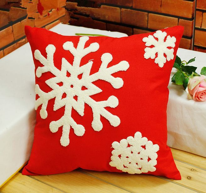 embroidered christmas pillow cushion covers decorative throw pillows white snowflake home decor sofa bed couch pillows