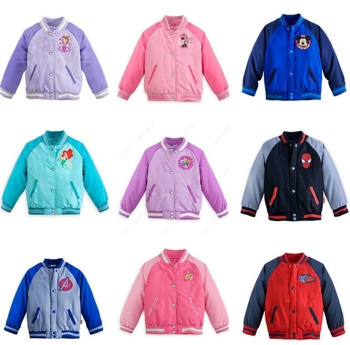 Baseball Uniform Jacket Girl Cartoon Jacket Elsa Anna Frozen Coats And