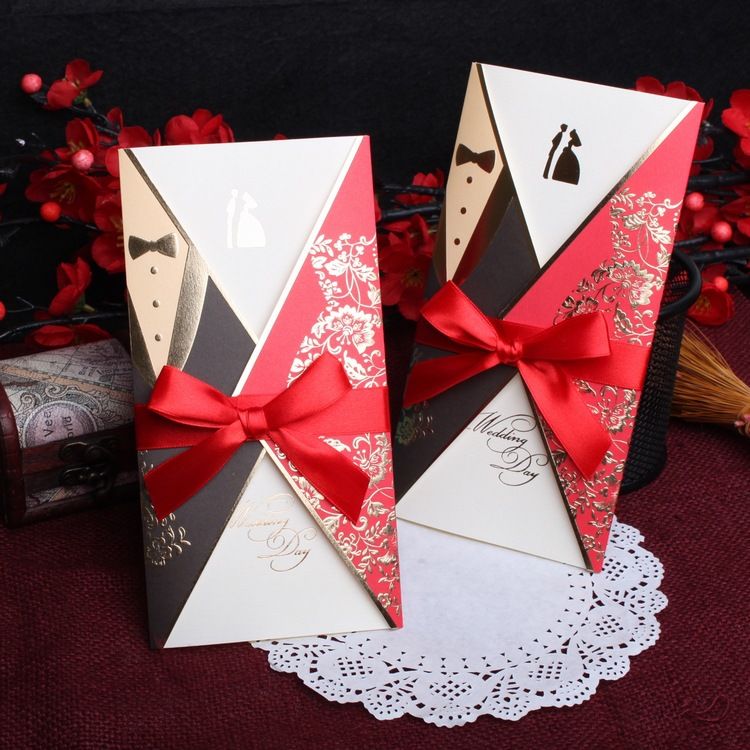 Elegant black and red wedding invitations