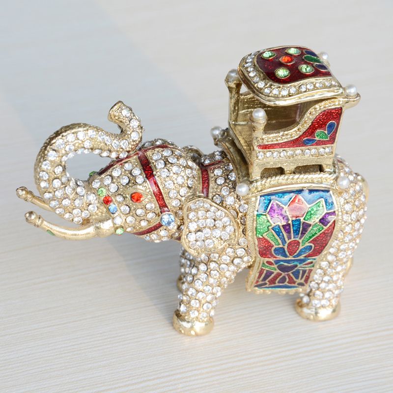 2017 Rhinestone Elephant Crystal Trinket Jewelry Box Elephant Figurine