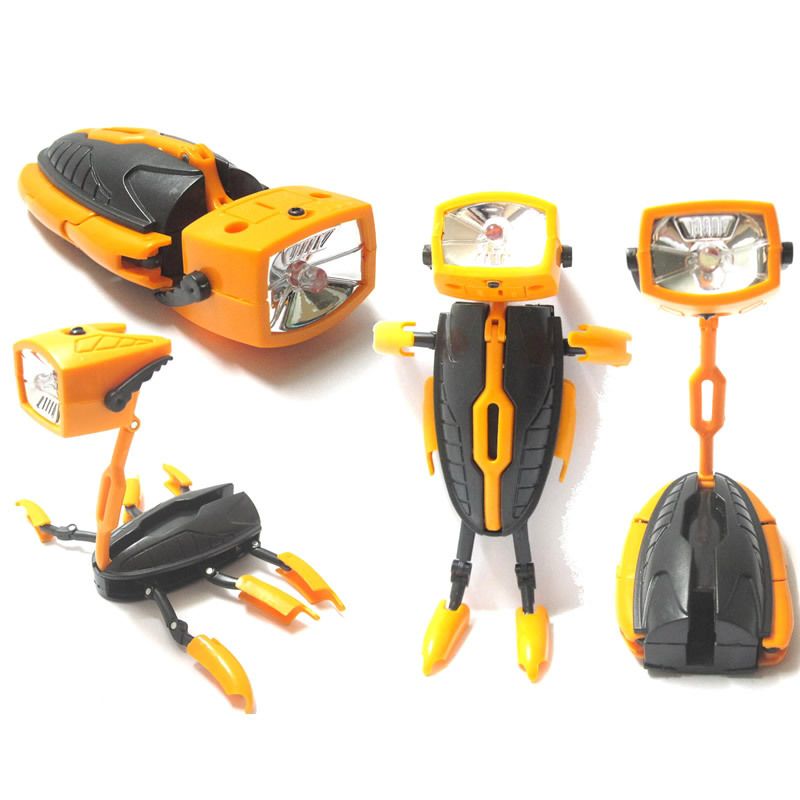 Novelty Toys Led Mini Torch Flashlight Deformation Robot Transformers