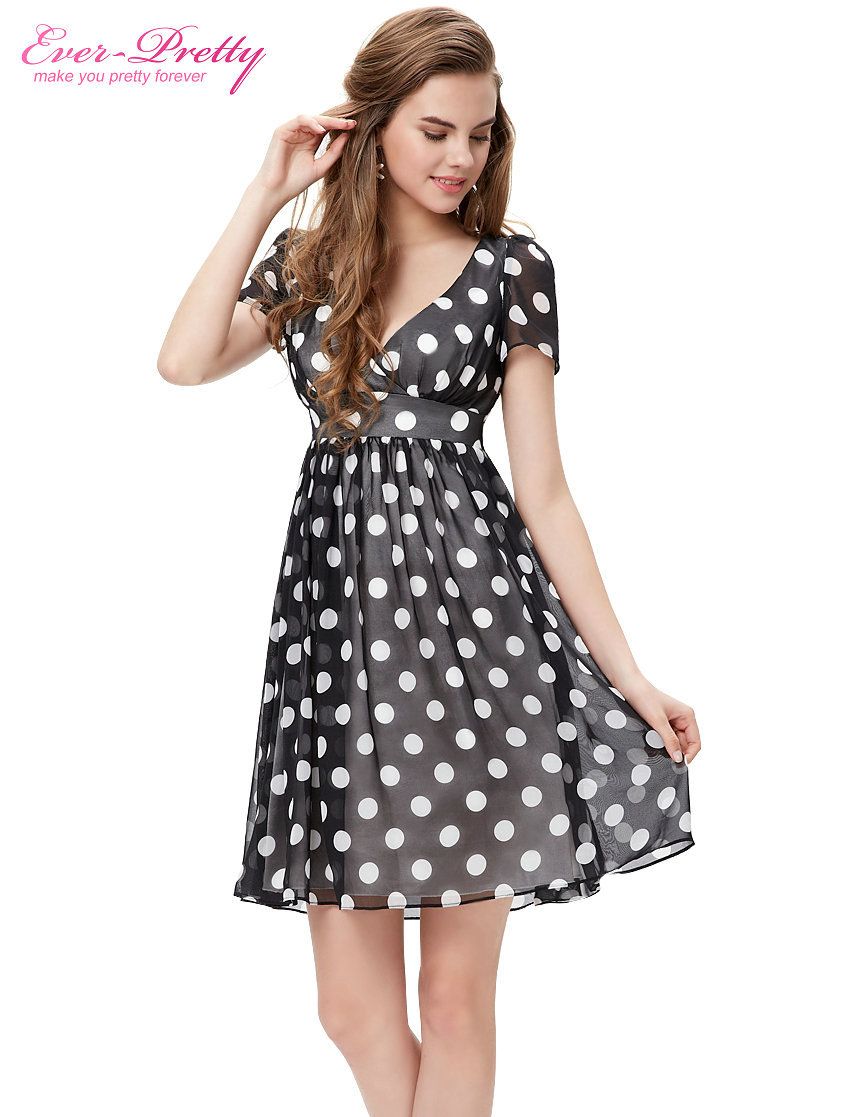 2017 Casual Women Dresses Fast Shipping Short Sleeve Polka Dotted V