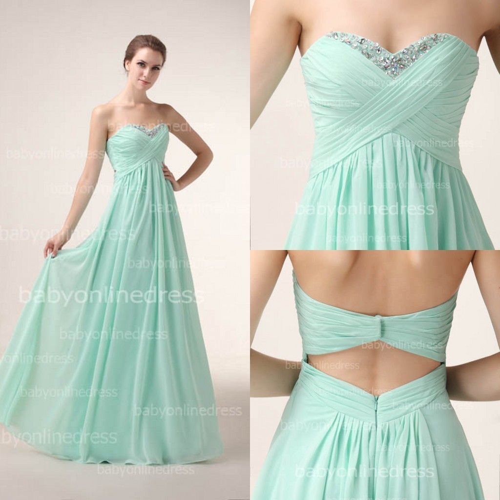 Backless Mint Prom Dresses