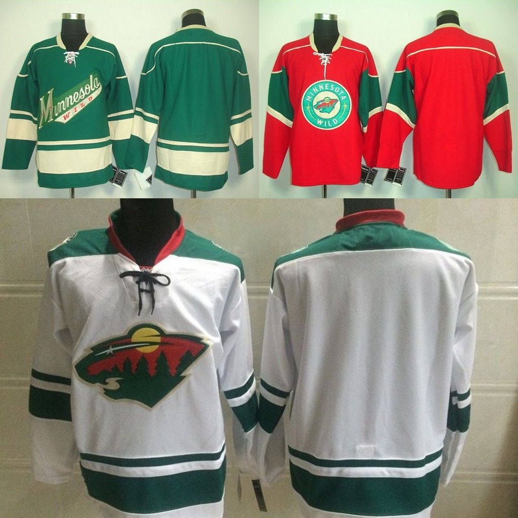 2017 Minnesota Wild Jerseys Blank Green White Red No Name No Number