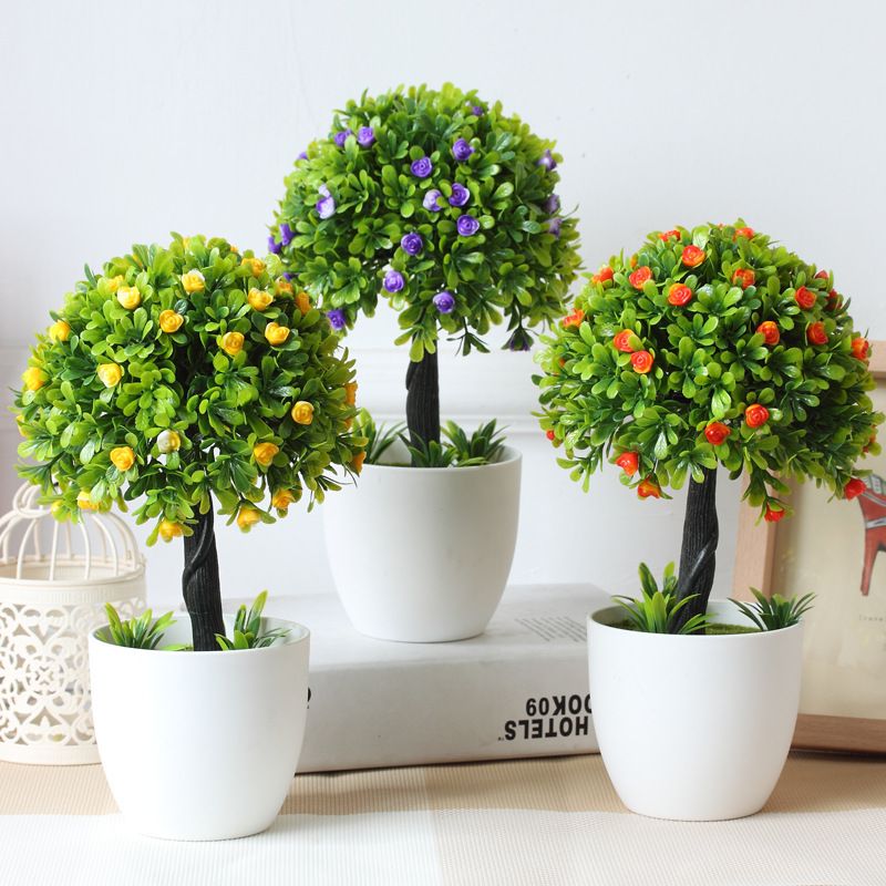 2017 Hyson Shop Decorative Flower Mini Bonsai Pots Planters Artificial