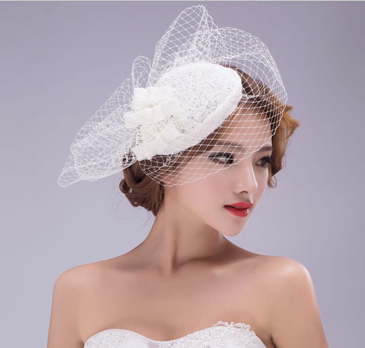 White Vintage Soft Net Wedding Hats 2015 Wedding Hats Headpieces