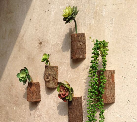 Wall Hanging Flower Pots original wood block flower pot + flowers home decoration wall Wall Hanging Flower Pots original wood block flower pot + flowers home decoration wall