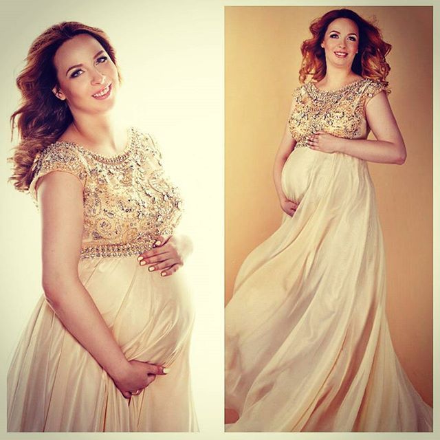 2016 Maternity Dresses Evening Wear Crystals Beading Top Cap Sleeves