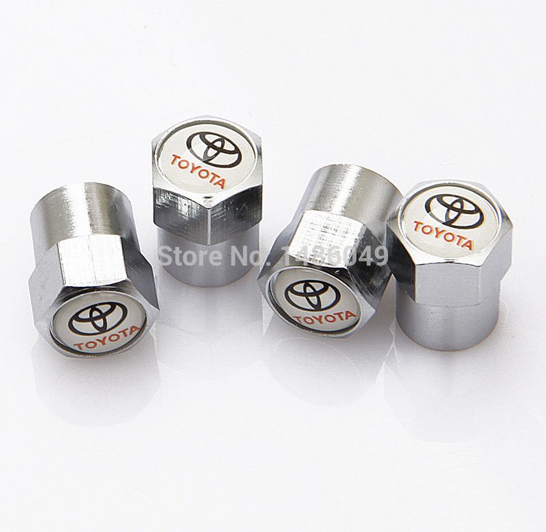 Online Cheap Lockable White Toyota Anti Theft Dust Cap Tire Valve Caps With Car Logo Badges