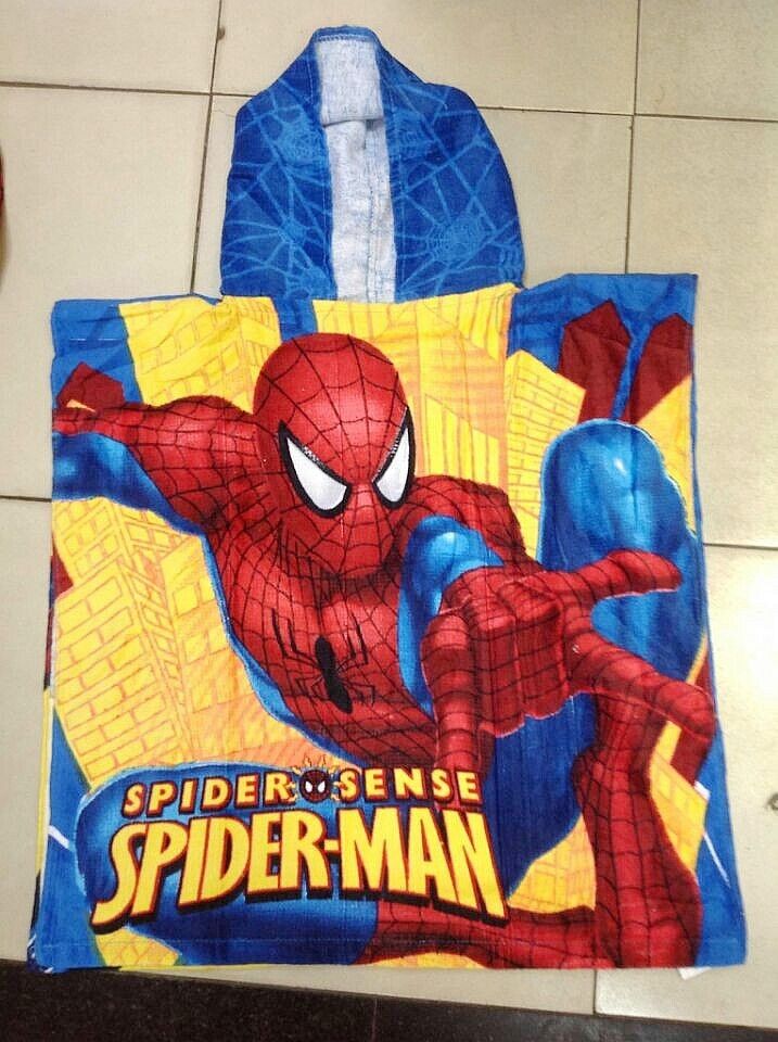 Spiderman Bath Towel/kids Cartoon Hoodeed Towel /Children Beach Towel