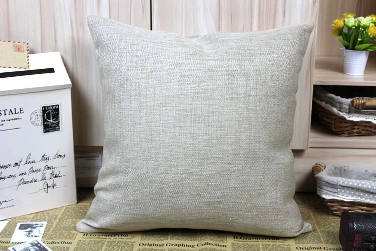 Vintage Solid Diy Blank Plain Natural Linen Cotton Cushion Cover Sofa Pillow Case Throw Pillow ...