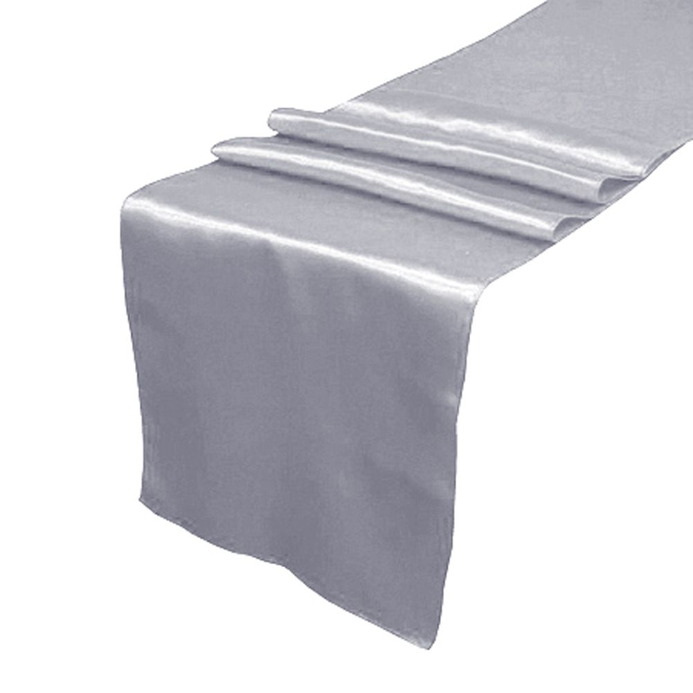 Dark Silver Satin Table Runner Wedding Cloth Runners Silk Organza