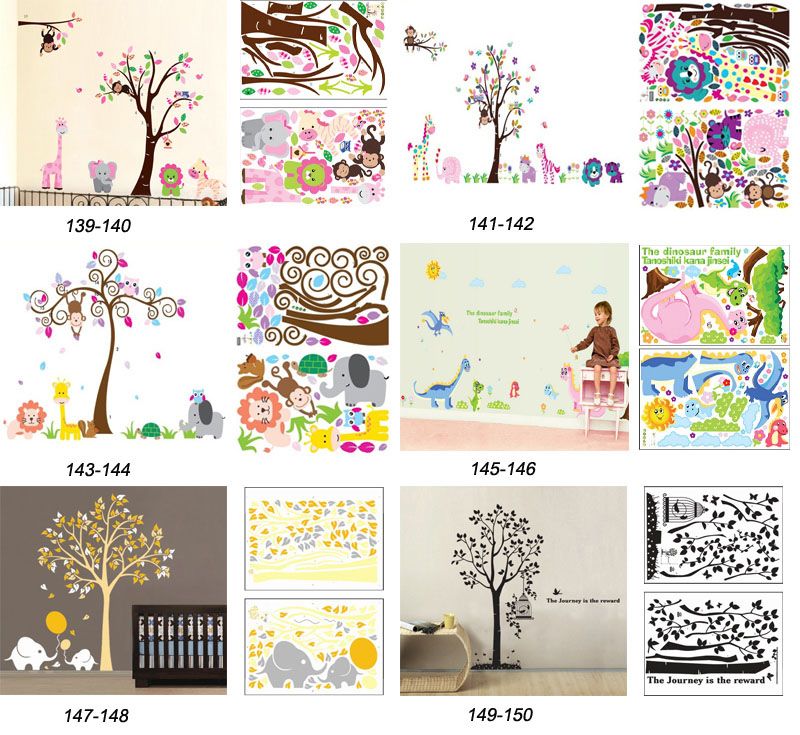 Removable Wall Art Stickers Nursery Wall Decor 60x90cm Kids Room Wall Decals Large Wallpaper