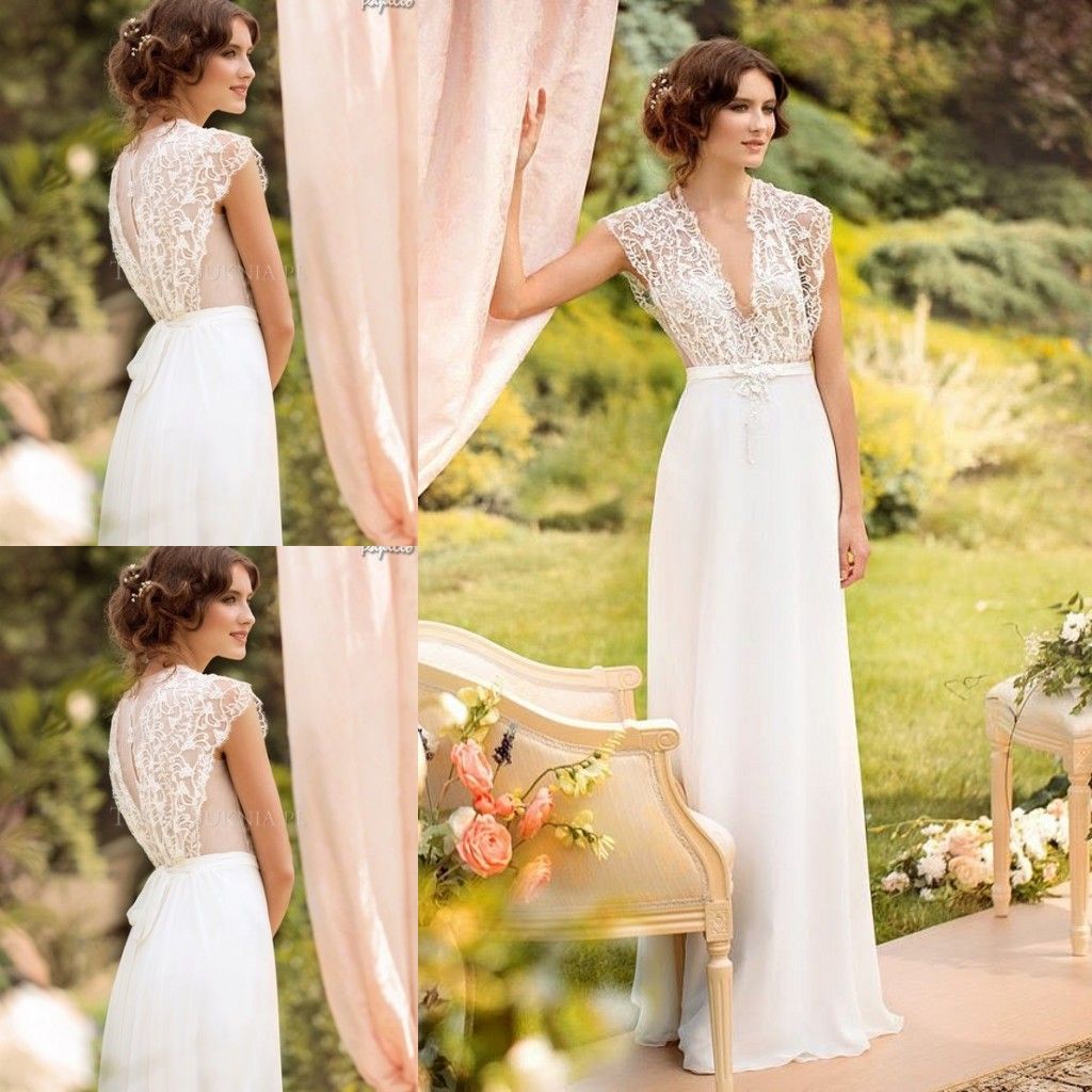 Yellow Cap Sleeve Wedding Dresses